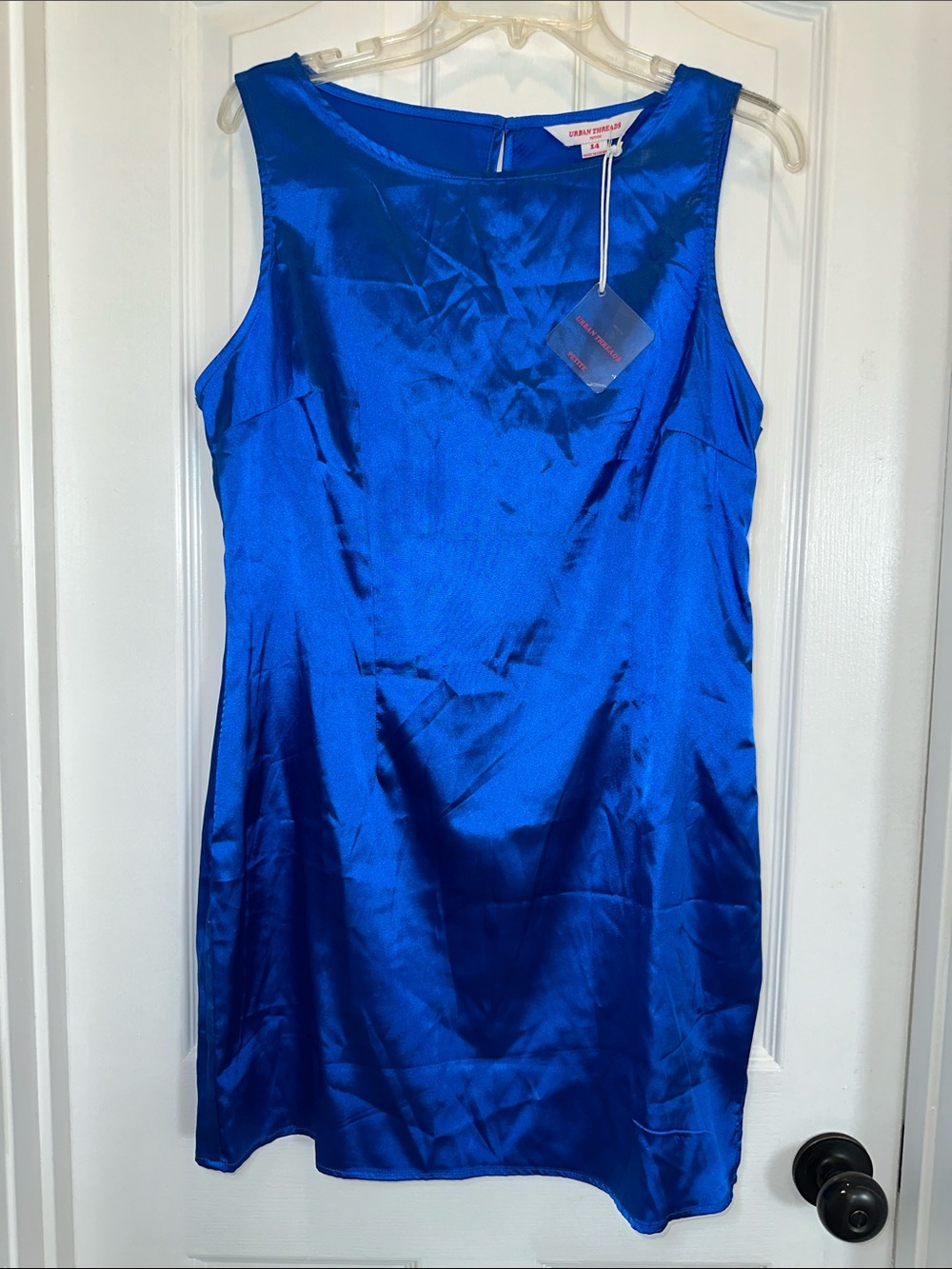 Urban Threads Electric Blue Satin Sleeveless Mini Dress- NWT